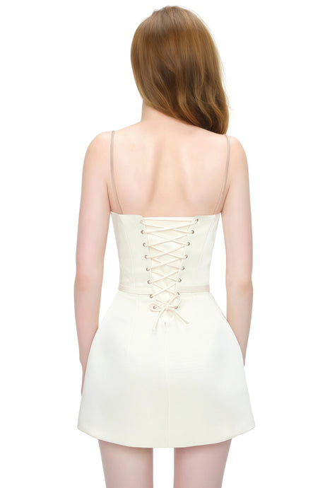 Avery Mini Dress Cream White Color Block