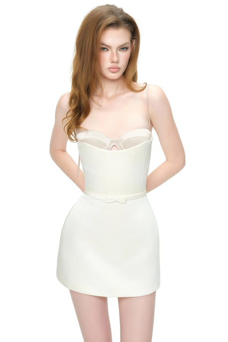 Avery Mini Dress Cream White Color Block