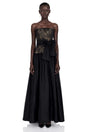 Isadora Black Geometric Print Off Shoulder Maxi Dress with Bow