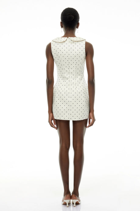 Donatella Mini Dress White Square Neck Polka Dot