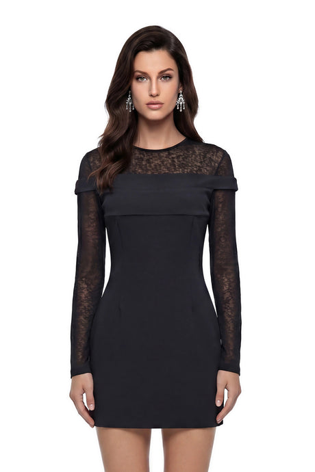 Anastasia Mini Dress Black with Lace Panels