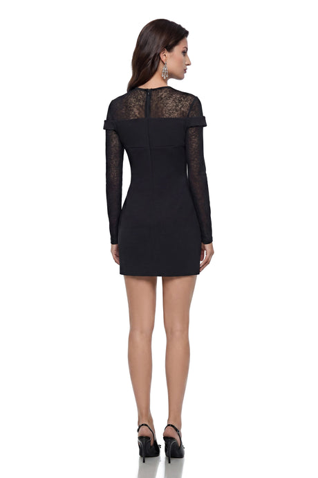 Anastasia Mini Dress Black with Lace Panels