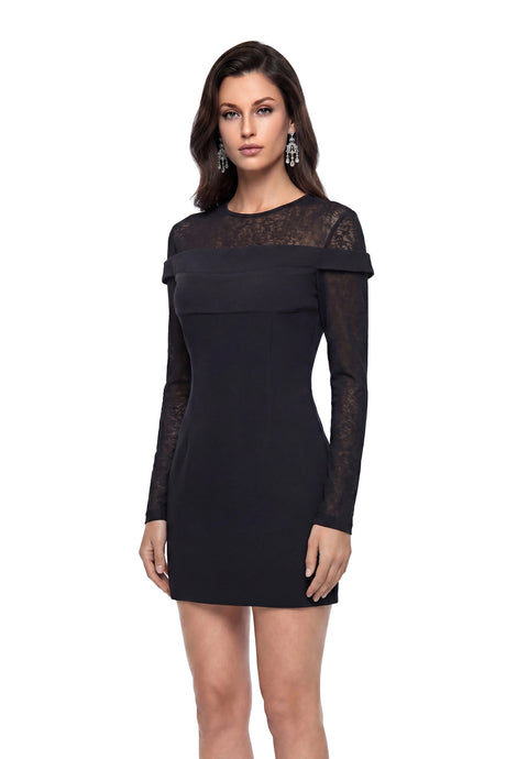 Anastasia Mini Dress Black with Lace Panels