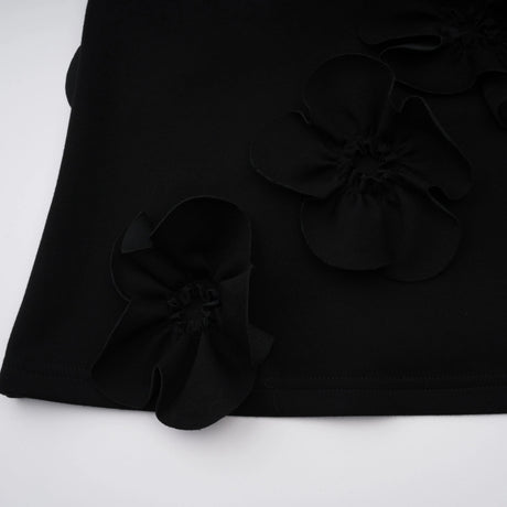 Isidora Black Bowknot Floral Appliqué Maxi Dress