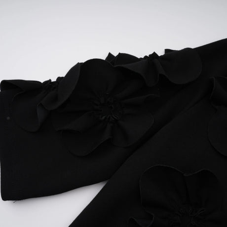 Leona Maxi Dress Black Bowknot Floral Appliqué