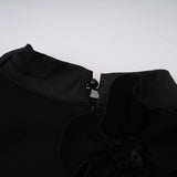Isidora Black Bowknot Floral Appliqué Maxi Dress