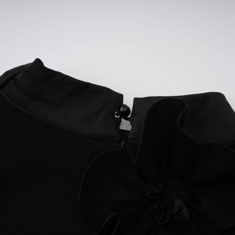Leona Maxi Dress Black Bowknot Floral Appliqué