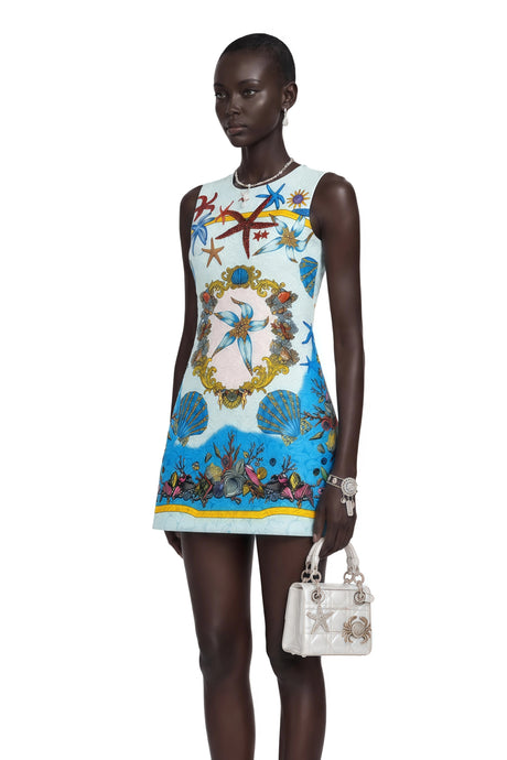 Tonia Mini Dress Blue Printed Sleeveless