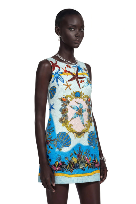 Tonia Mini Dress Blue Printed Sleeveless