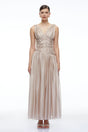 Ismerie Champagne VNeck Ruched Maxi Dress