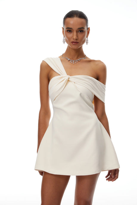 Kimora Mini Dress Neutrals Off-Shoulder Twisted