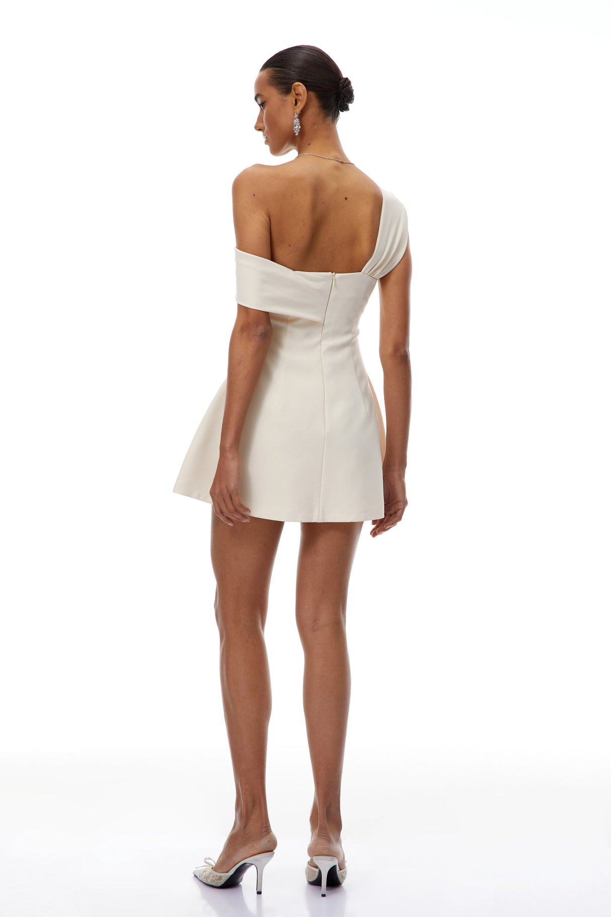 Ismérie Neutrals OffShoulder Twisted Mini Dress
