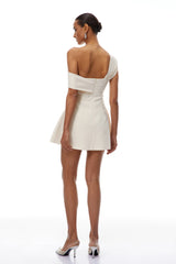 Ismérie Neutrals OffShoulder Twisted Mini Dress