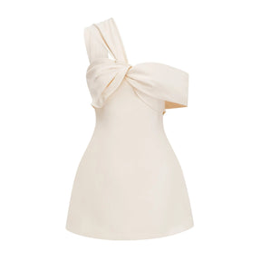 Ismérie Neutrals OffShoulder Twisted Mini Dress