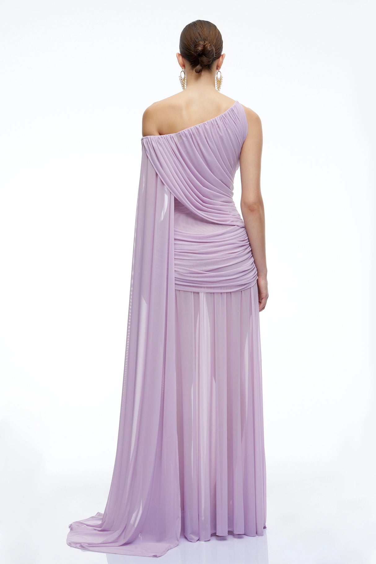 Isolde Lavender One Shoulder Ruched Maxi Dress