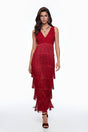 Isoldeia Red Sleeveless Lace Maxi Dress