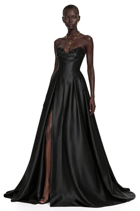 Ivana Black Corset Bodice Maxi Gown