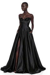 Ivana Black Corset Bodice Maxi Gown