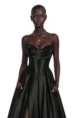 Ivana Black Corset Bodice Maxi Gown