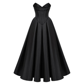 Ivana Black Corset Bodice Maxi Gown