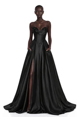 Ivana Black Corset Bodice Maxi Gown