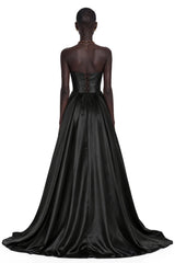Ivana Black Corset Bodice Maxi Gown
