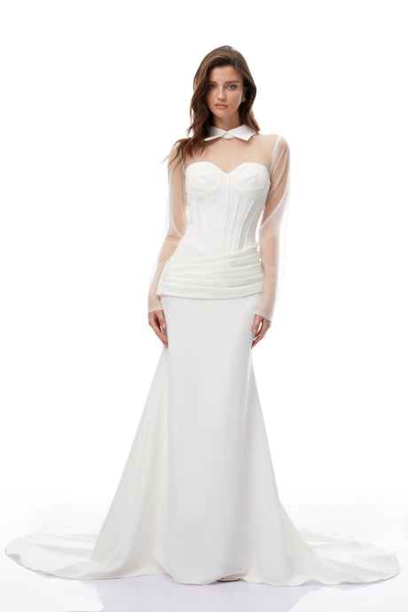 Skye Maxi Dress White Train Design Corset