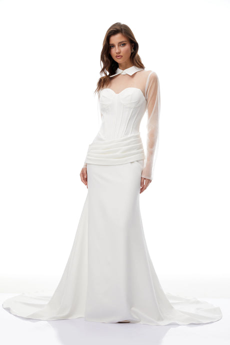 Skye Maxi Dress White Train Design Corset