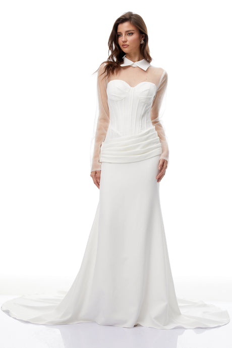 Skye Maxi Dress White Train Design Corset
