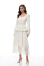Iver White Lace Panel Tweed Midi Dress