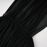 Ivona Black Halterneck Ribbon Design Mini Dress