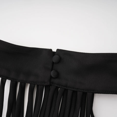 Cristina Mini Dress Black Halterneck Ribbon Design