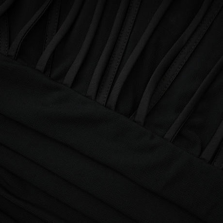 Cristina Mini Dress Black Halterneck Ribbon Design
