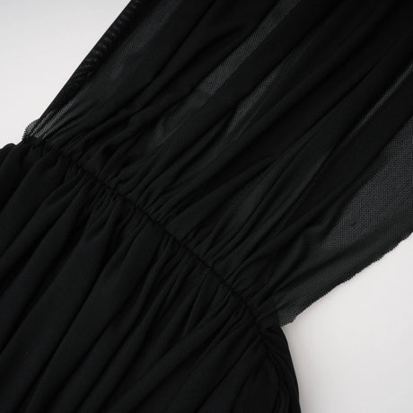 Ivona Black Halterneck Ribbon Design Mini Dress