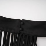 Ivona Black Halterneck Ribbon Design Mini Dress
