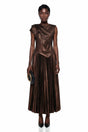 Jacinta Chocolate Brown Asymmetrical Pleated Maxi Dress