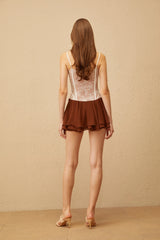 Jacinthe Brown Lace Up Bustier Mini Dress