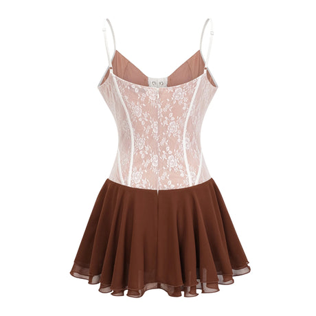 Sofia Mini Dress Brown Lace Up Bustier