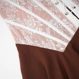 Jacinthe Brown Lace Up Bustier Mini Dress