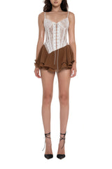 Jacinthe Brown Lace Up Bustier Mini Dress