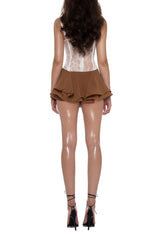 Jacinthe Brown Lace Up Bustier Mini Dress