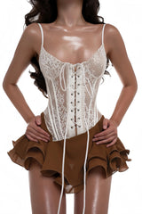 Jacinthe Brown Lace Up Bustier Mini Dress