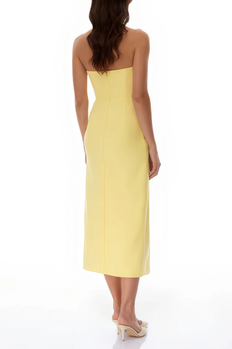 Amabile Midi Dress Yellow Floral Appliqué