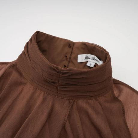 Armanda Mini Dress Brown Ruched Tulle