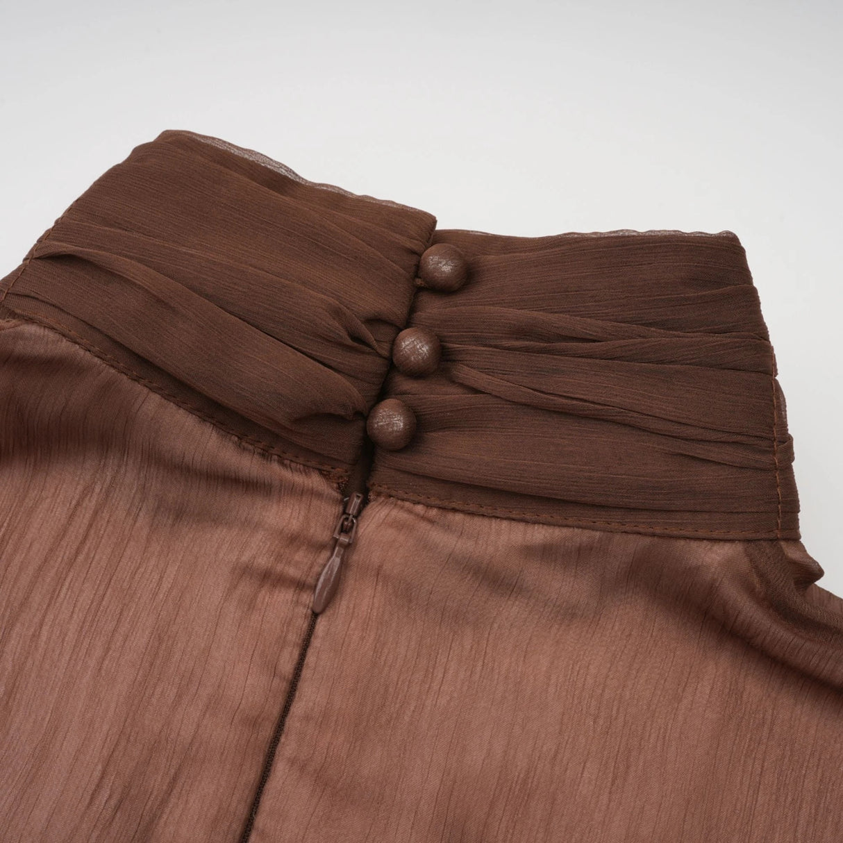 Jade Brown Ruched Tulle Mini Dress