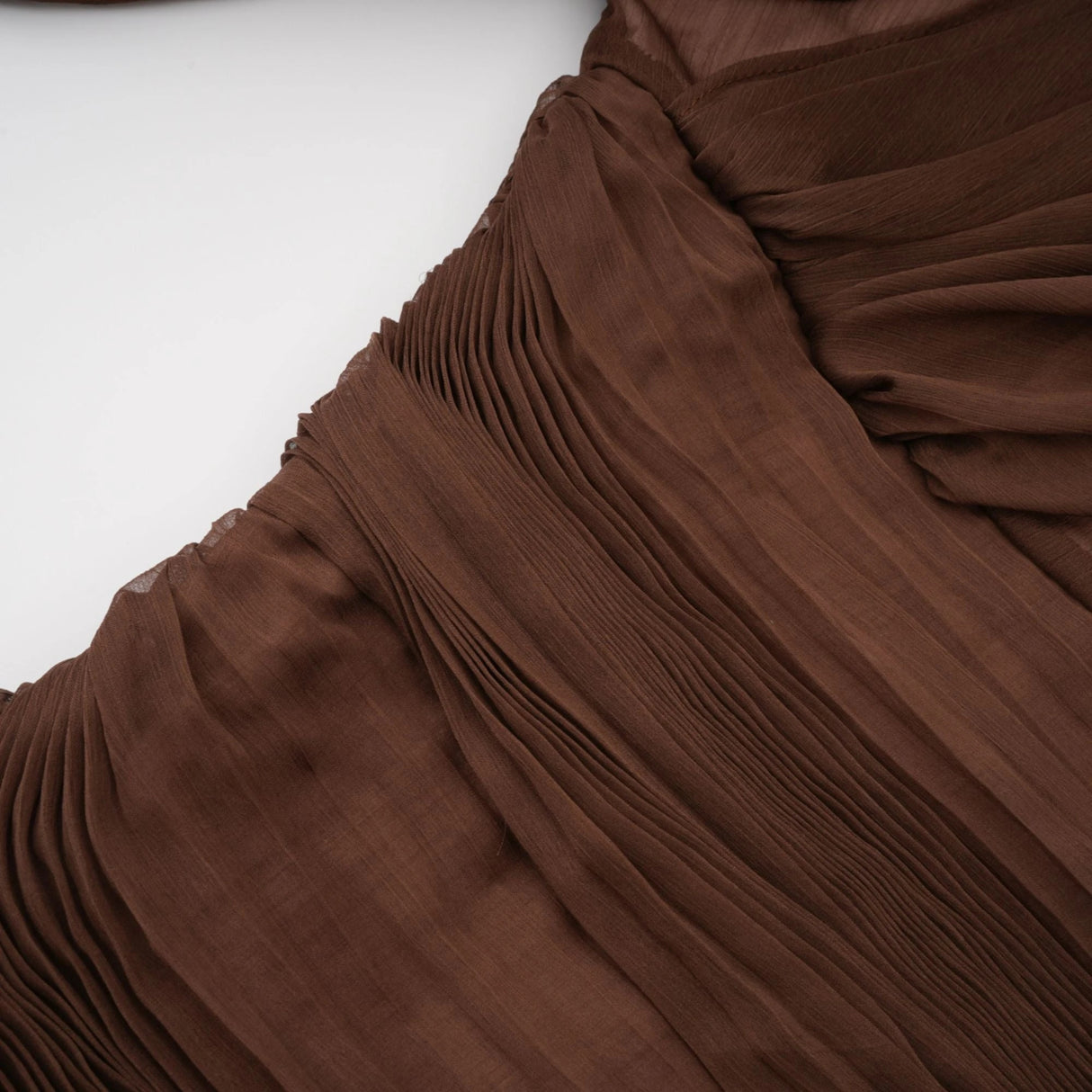 Jade Brown Ruched Tulle Mini Dress