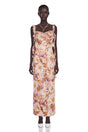 Jade Purple Sweetheart Floral Print Maxi Dress with Ribbon