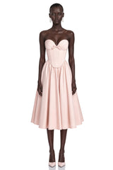 Jana Pink Corset Maxi Dress with Bow Detail