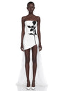 Janet White Floral Embroidered Asymmetrical Mini Dress