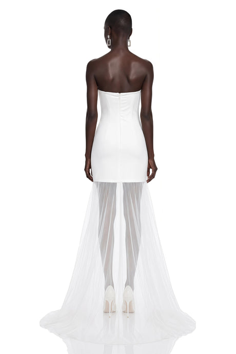 Miriam Mini Dress White Floral Embroidered Asymmetrical